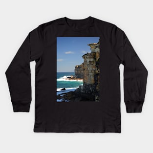 Pacific Ocean Cliffs At Providential Point Lookout NSW Kids Long Sleeve T-Shirt